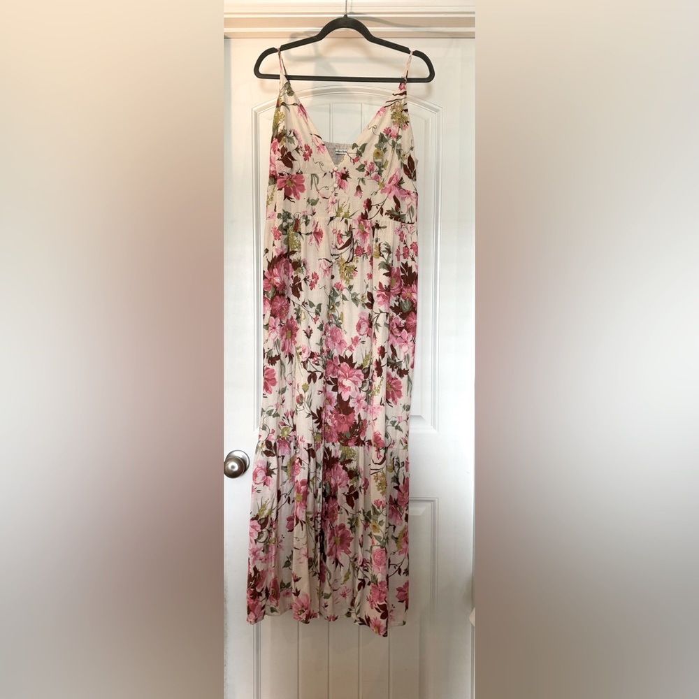 Abercrombie & Fitch Floral Pink and Green Maxi Dress